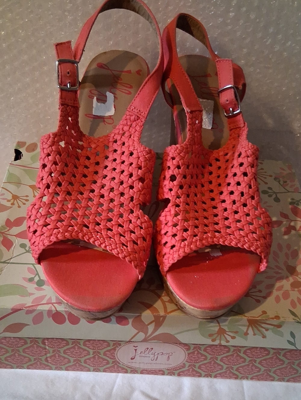 Jellypop Coral Woven Slingback Wedge Sandals Size 12